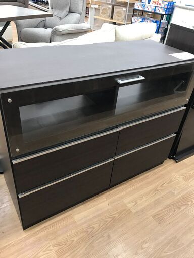 ★ジモティ割あり★  サイドボード ダークブラウン H80×W105×D45 クリーニング済み KJ3198