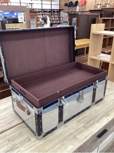KJ-3【新入荷　リサイクル品】アンティーク/ヴィンテージ　アルミトランクケース　キズ