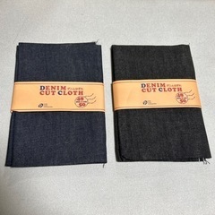 ※で無料！未使用品デニムはぎれ48×50cm 黒、紺色2組の画像
