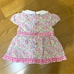 女の子　90 トップス　花柄　チェック　レースの画像