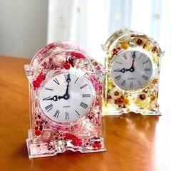 【廃盤の為残り4つで終了】【新生活のプレゼントに】固まるハーバリウムでフラワークロック作成♪の画像