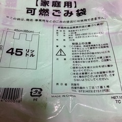 
貝塚市 指定袋  45リットル  可燃ごみ袋  10枚入 新品の画像