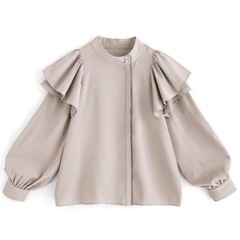 【未使用】GRL ラッフルアシンメトリーパールボタンブラウスの画像