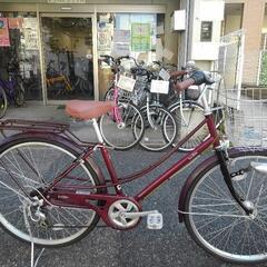 中古自転車３７３５　前後タイヤ新品！　イーストボーイ　２６インチ　６段ギヤ　LEDオートライト
