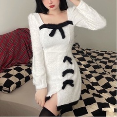 【新品】ニットワンピース レディース ワンピース タイトワンピース ニット 長袖の画像