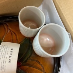 萩焼　夫婦湯呑み　箱無し　新品　未使用の画像