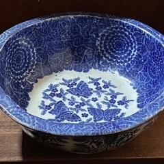 骨董　アンティーク　民藝　印判染め付け大鉢