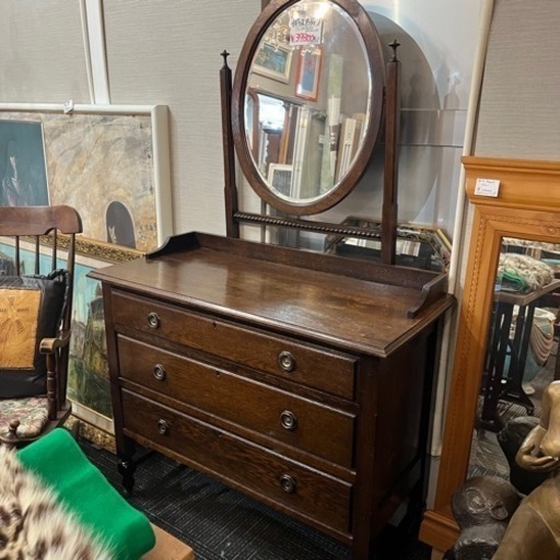 イギリスアンティーク ミラー付きチェスト