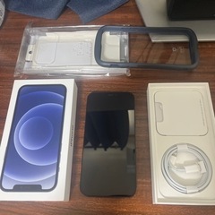 iPhone12 64GB Black ifaceケース+ガラス...
