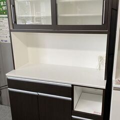 NITORI/ニトリ キッチンボード レジューム ハイタイプ 食器棚 ダークブラウン アルミフレーム 中古家具 店頭引取歓迎 R7550
