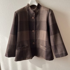 ジャケット　Lサイズ　チェック　焦茶色　無印コーデュロイコートの画像