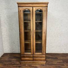 WY6/93 大雪木工 飾り棚 書棚 ケース ガラス戸 北国 北海道 旭川家具