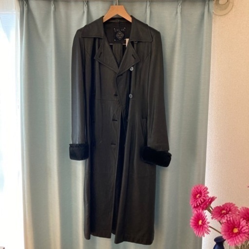 【日本製本革】羊革ロングコートベルト付き