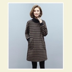 【新品】ワンピース レディース チェック柄 ロングワンピース ハイネック 裏起毛 チュニック ゆったりの画像