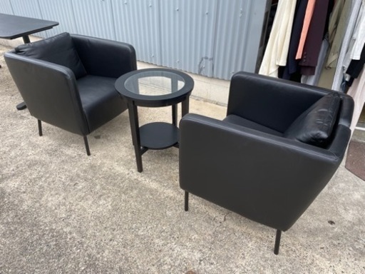 ソファ　テーブル　セット　ソファ2点　テーブル1点　応接セット　待合室、休憩場、受付など