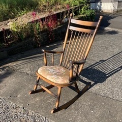 お取り感謝【補修あり】早めに・昭和レトロ・ロッキングチェア・中古