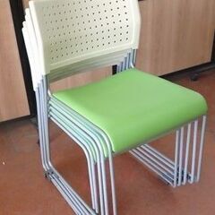 IRIS　アイリスチトセ　スタックチェアー　ASL-110PV白緑　ビニールレザー　5台セットの画像