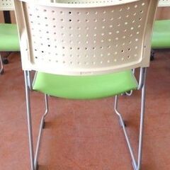 IRIS　アイリスチトセ　スタックチェアー　ASL-110PV白緑　ビニールレザー　5台セットの画像