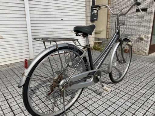 【26インチ自転車】LEDオートライト付　変速なし　リヤタイヤ、チューブ、鍵新品❗️スペアキーあり　強化リヤキャリア使用　若林自転車　膳所店　SALE中❗️ 26インチ自転車】LEDオートライト付 変速なし リヤタイヤ、チューブ