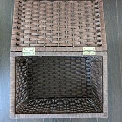 【 0円無料 中古品】蓋付き収納ボックス（ダークブラウン）の画像