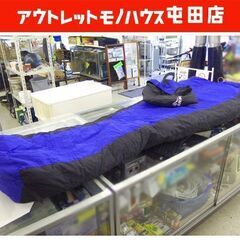 ① DABADA ダウンシュラフ マミー型 寝袋 ネイビー系×ブ...