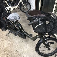 地域限定送料無料 ヤマハ キッスミニ 三人乗り 子供乗せ 8,9AH 新基準 緑