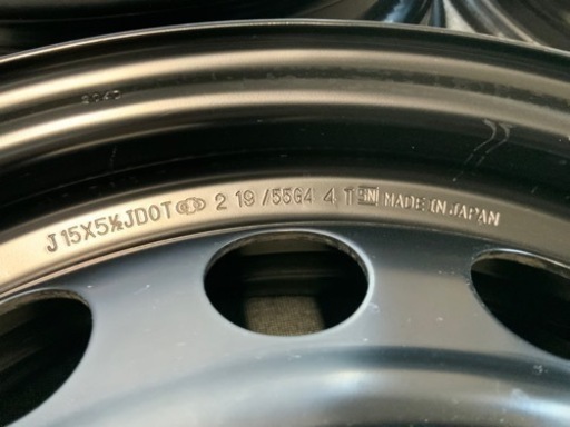 リユース　タイヤホイール　4本　J15×51/2JDOT  2 19/55G4　　鉄ホイール　15インチ　5.5J  ハブ径5.4  PCD100