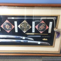 ○飾り額 コレクション レプリカ 刀 鍔  額入り 大判 和 和室 中古品（NF230707）Zi-1227の画像