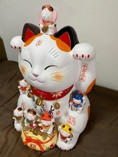 薬師窯(yakushigama) 錦彩七福神招き猫(20号) 高さ60 cm