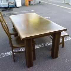 幅150cm 4人掛け HAZUKI ダイニング 150×85cm 高さ70cm DT150 葉月 ベンチ+イス2脚 札幌 北20条店の画像