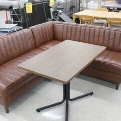 L字ソファーテーブルセット　カフェ風　※ソファーダメージ有り