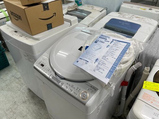 洗濯機の分解クリーニング行っています！配送設置込み　シャープ8.0K洗濯乾燥機インバータ　2019年製　分解クリーニング済み！！