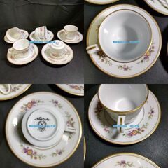 ノリタケ　1968　デミタスカップ＆ソーサー　金彩　花柄　5客セット