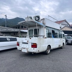 ★超希少車★選挙カー★トヨタコースター・街宣車・超希少車・屋根に室内から上がって演説できます！の画像