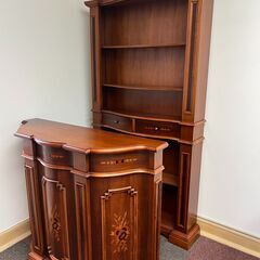 アンティーク調　木製バーカウンター　バー　レストラン　おしゃれカウンター　店舗　シェルフ　収納　棚　テーブルの画像