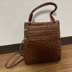オーストリッチ　ショルダーバック　ブラウン