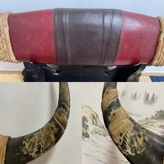水牛の角　 龍彫刻　置物　インテリア　オブジェ　飾りの画像