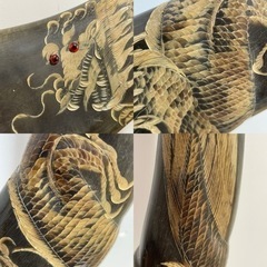 水牛の角　 龍彫刻　置物　インテリア　オブジェ　飾りの画像