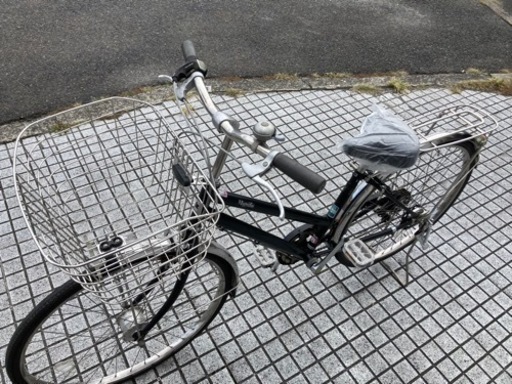 【26インチ自転車】6段変速　LEDオートライト付　大型前カゴ　強化リヤキャリア使用❗️サドル、鍵新品❗️スペアキーあり　若林自転車　