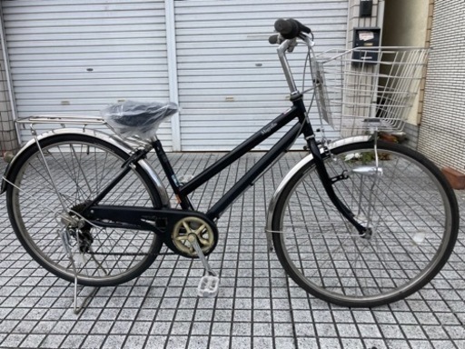 【26インチ自転車】6段変速　LEDオートライト付　大型前カゴ　強化リヤキャリア使用❗️サドル、鍵新品❗️スペアキーあり　若林自転車　浜大津店　SALE中❗️