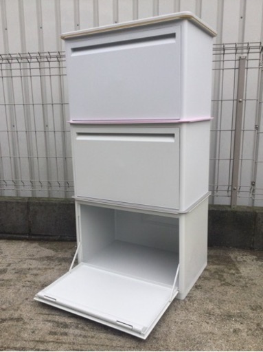 Tupperware マルチオーガナイザー ワイド ドア付きタイプ 3台セット 天板/土台付　タッパーウェア 収納ケース