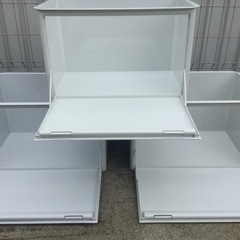 Tupperware マルチオーガナイザー ワイド ドア付きタイプ 3台セット 天板/土台付　タッパーウェア 収納ケース の画像