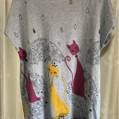 ペイズリー&ネコ柄　チュニック　　Lサイズの画像