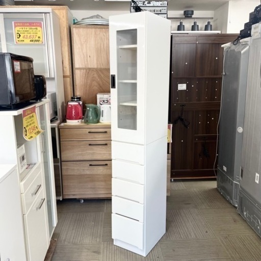 【美品‼️】大川家具 30cm幅スリム食器棚 カップボード キッチン収納家具 ホワイト♪