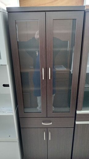 ★ジモティ割あり★  食器棚 黒茶 H58.5×D40×W181 クリーニング済み TJ2191