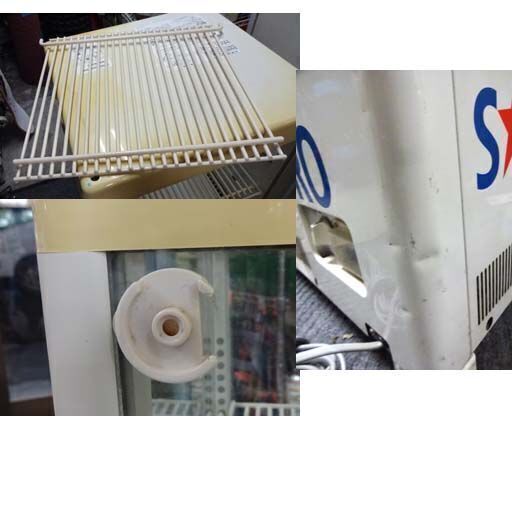 難あり サンデン 冷蔵ショーケース 54L AG-54X-B 年式不明 4面ガラス 両面扉 動作確認済 店舗 業務用 卓上 SANDE