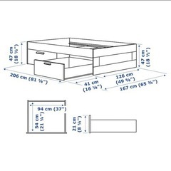 【12日まで】IKEA ベッドフレーム（セミダブル）　ブリムネスの画像