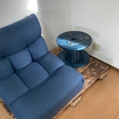 ケーブルドラム　デニムブルー　室内用　サイドテーブル