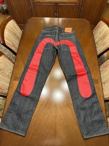 試着のみ　EVISU　エヴィス　ジーンズ　デニムパンツ　ビッグカモメ　赤　紺
