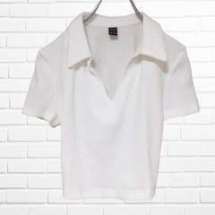 短い丈襟付きTシャツ